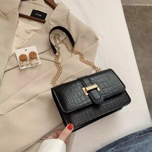 Black Crocodile Mini Crossbody Bag Boutique